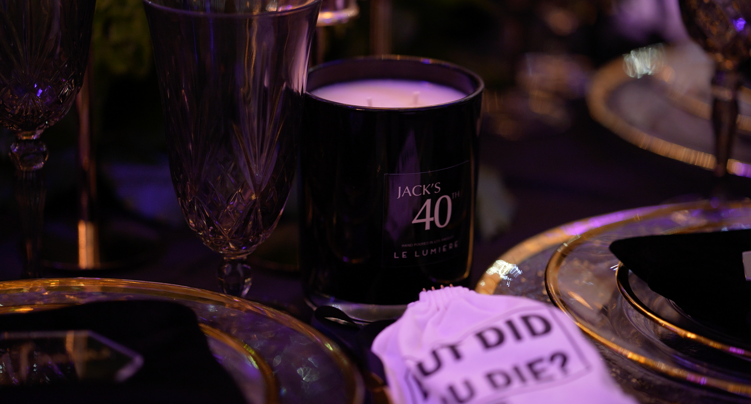 Black, Gold, and Forest Vibes: Custom Candle Favors for Jack’s 40th